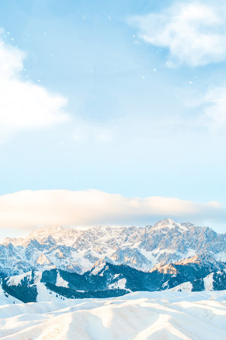 蓝色写实雪山冬季寒冷严寒传统二十四节气大雪海报背景